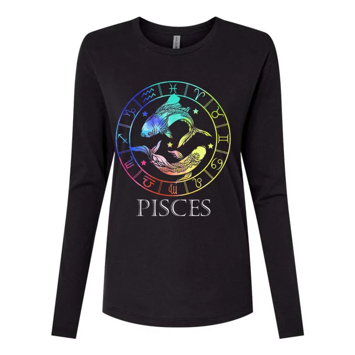 Zodiac Sign Pisces Womens Cotton Relaxed Long Sleeve T-Shirt