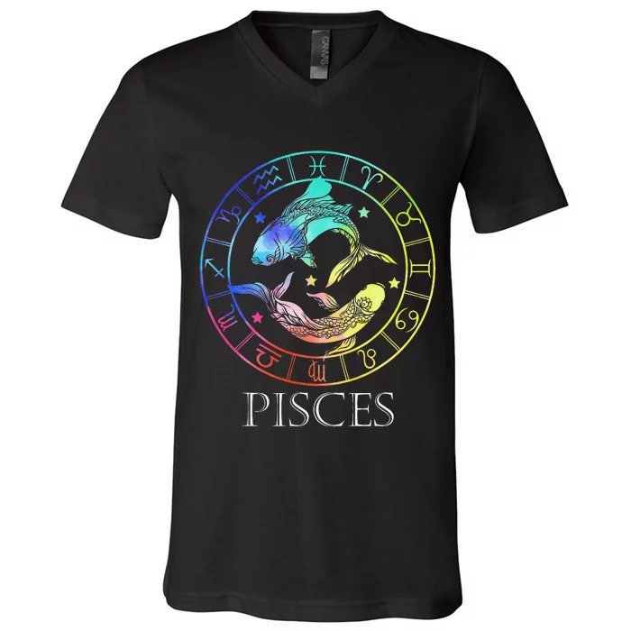 Zodiac Sign Pisces V-Neck T-Shirt