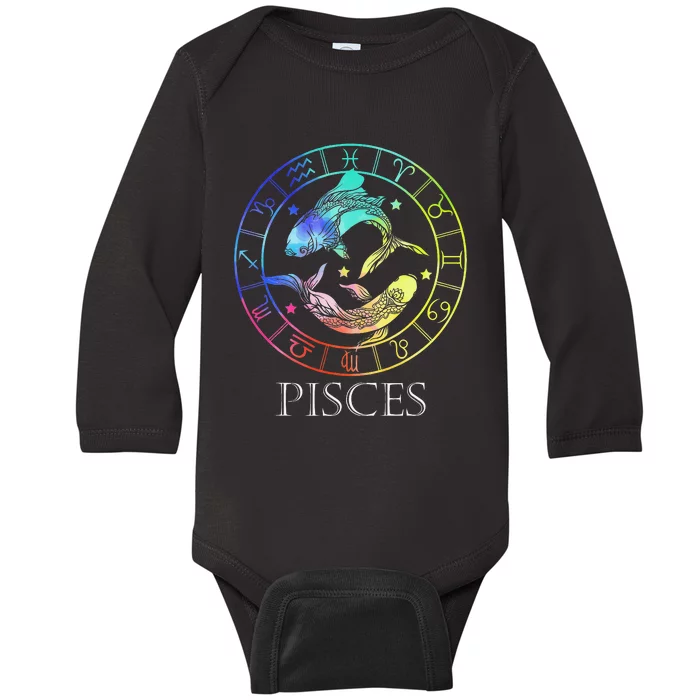 Zodiac Sign Pisces Baby Long Sleeve Bodysuit