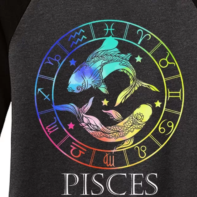 Zodiac Sign Pisces Women's Tri-Blend 3/4-Sleeve Raglan Shirt