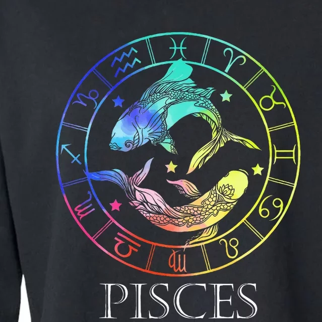 Zodiac Sign Pisces Cropped Pullover Crew