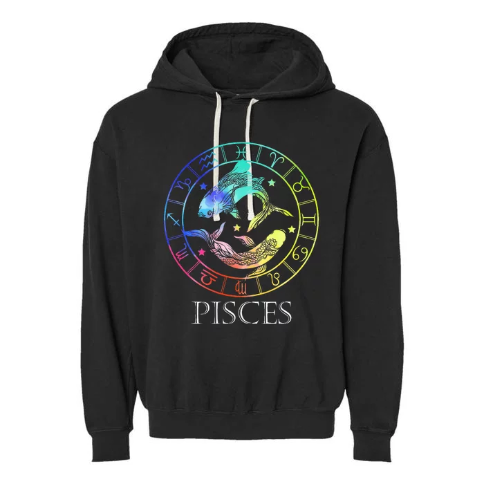 Zodiac Sign Pisces Garment-Dyed Fleece Hoodie