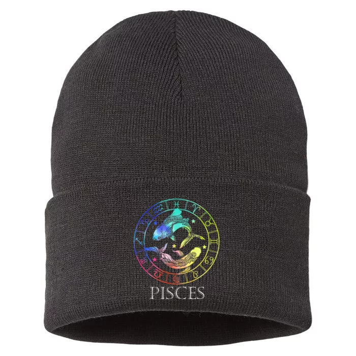 Zodiac Sign Pisces Sustainable Knit Beanie