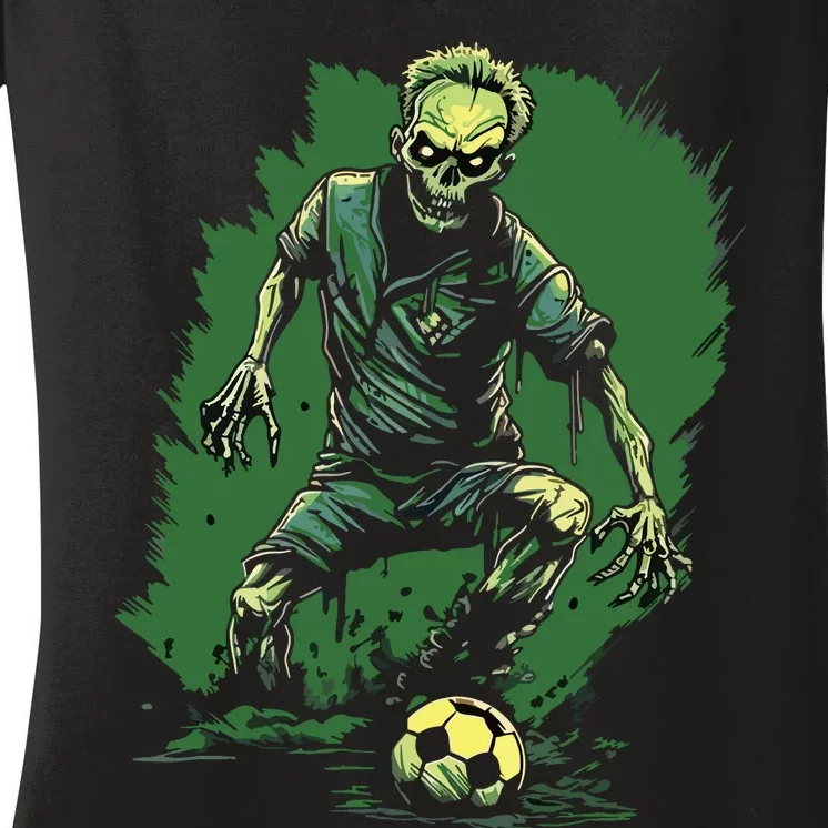 Zombie Soccer Player Halloween Costume Sport Women's V-Neck T-Shirt