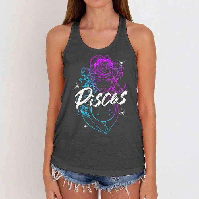 Zodiac Sign Pisces Beautiful Born In February March Women's Knotted Racerback Tank