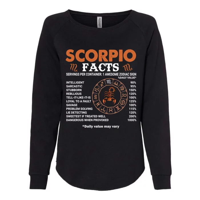 Zodiac Sign Scorpio Facts Cool Gift Womens California Wash Sweatshirt