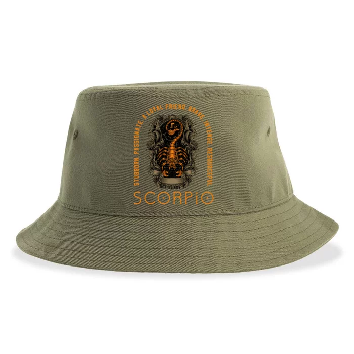 Zodiac Sign Scorpio Nocturnal Animal Scorpion Gift Sustainable Bucket Hat