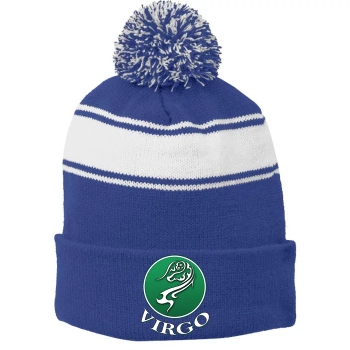 Zodiac Star Sign Astrology Virgo Cool Gift Stripe Pom Pom Beanie