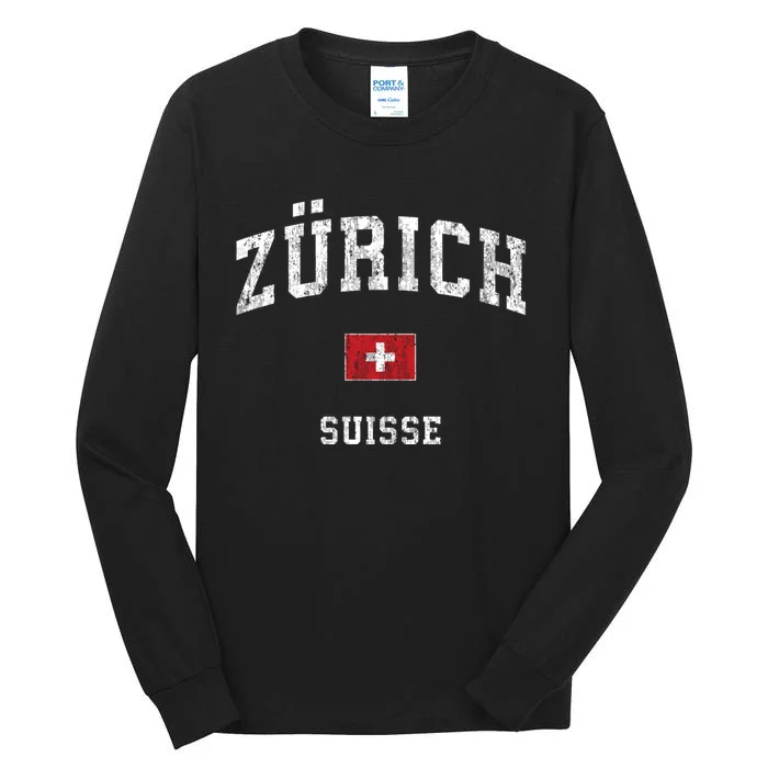 Zurich Switzerland Suisse Vintage Athletic Sports Tall Long Sleeve T-Shirt