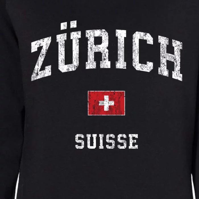 Zurich Switzerland Suisse Vintage Athletic Sports Womens California Wash Sweatshirt