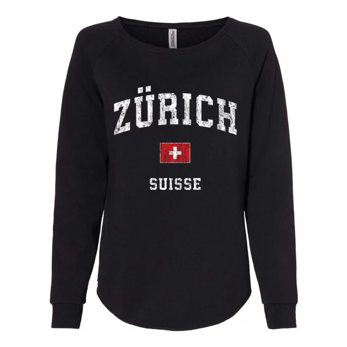 Zurich Switzerland Suisse Vintage Athletic Sports Womens California Wash Sweatshirt