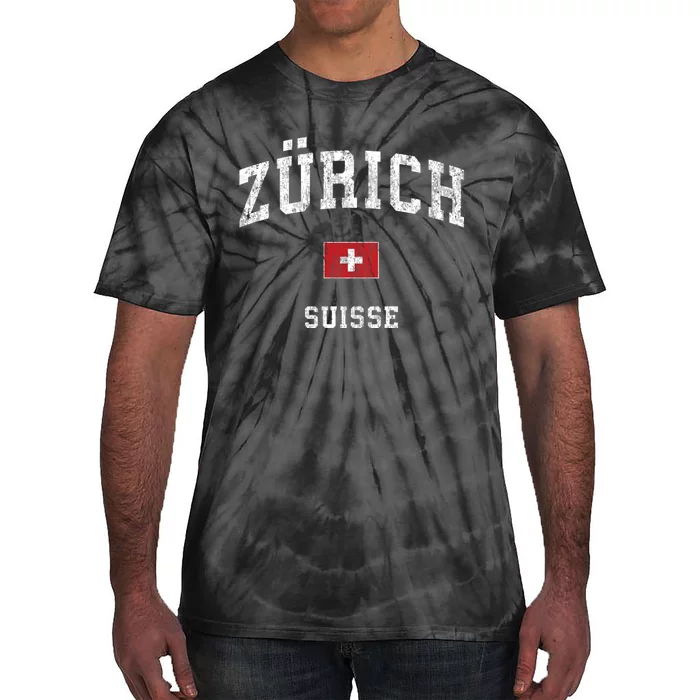 Zurich Switzerland Suisse Vintage Athletic Sports Tie-Dye T-Shirt