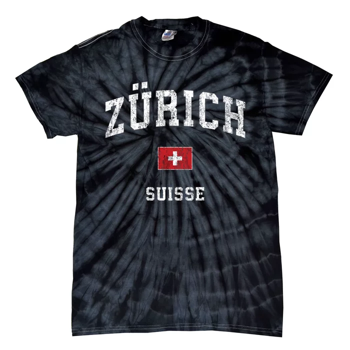 Zurich Switzerland Suisse Vintage Athletic Sports Tie-Dye T-Shirt