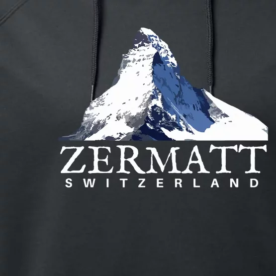 Zermatt Switzerland Swiss Alps Mountain Performance Fleece Hoodie