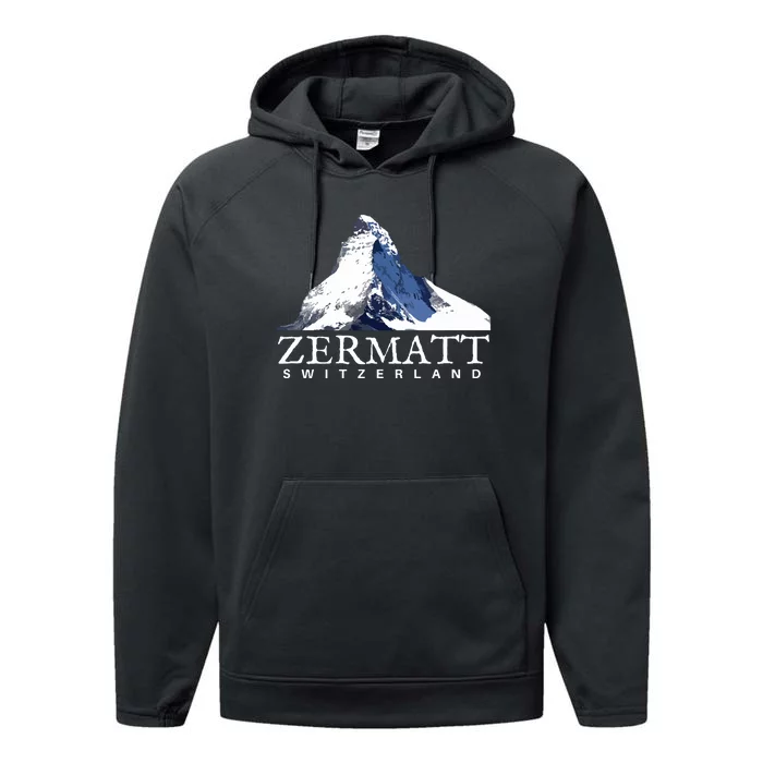 Zermatt Switzerland Swiss Alps Mountain Performance Fleece Hoodie