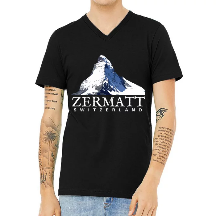 Zermatt Switzerland Swiss Alps Mountain V-Neck T-Shirt