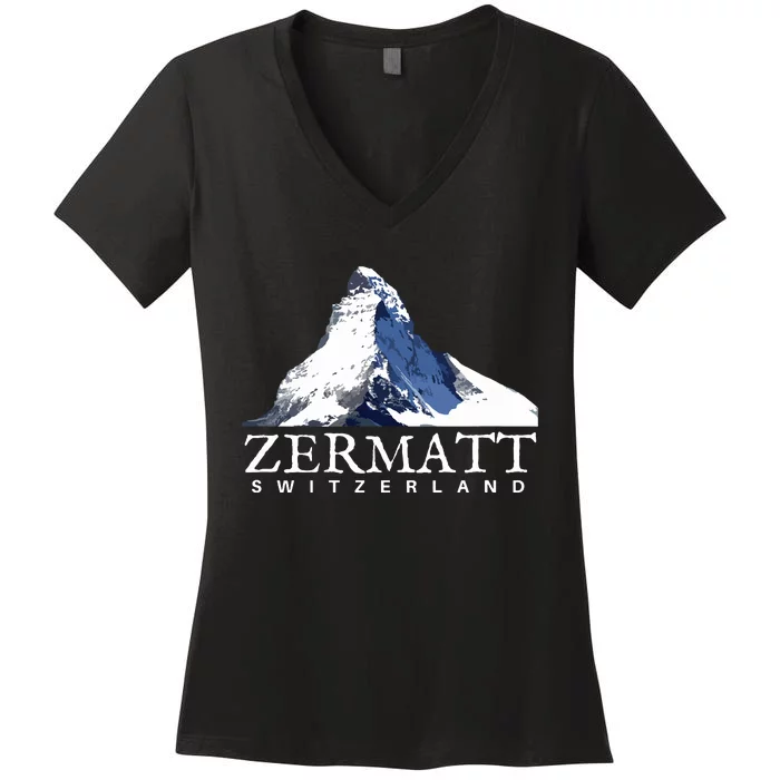 Zermatt Switzerland Swiss Alps Mountain Women's V-Neck T-Shirt