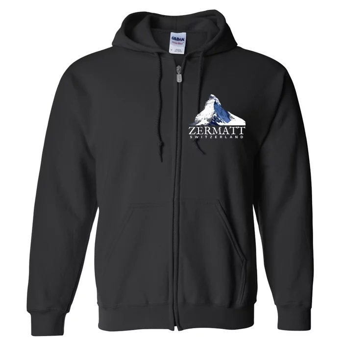 Zermatt Switzerland Swiss Alps Mountain Full Zip Hoodie