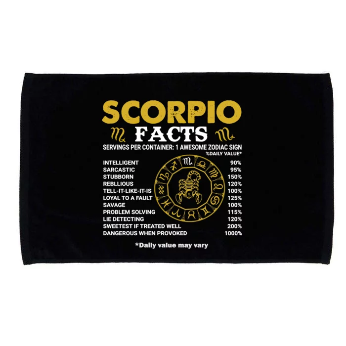 Zodiac Sign Scorpio Facts October November Birthday Gift Microfiber Hand Towel