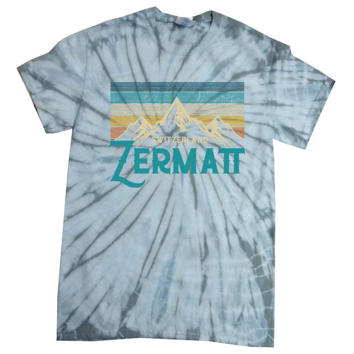 Zermatt Switzerland Swiss Vintage Mountains Souvenir Gift Tie-Dye T-Shirt