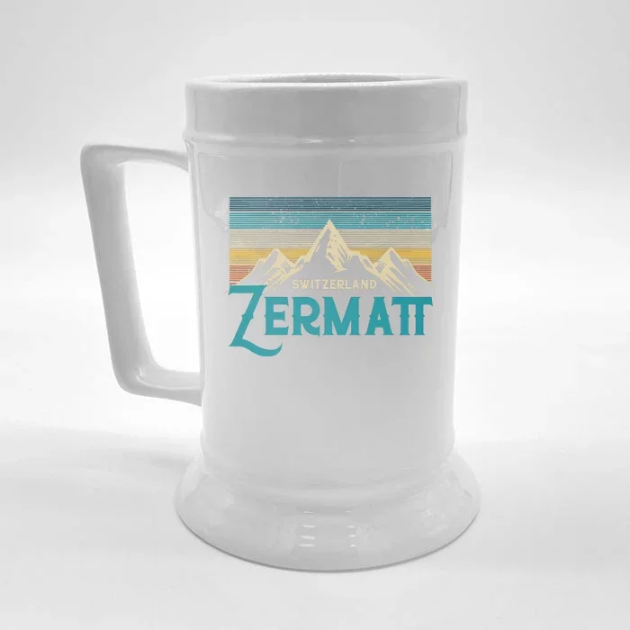 Zermatt Switzerland Swiss Vintage Mountains Souvenir Gift Front & Back Beer Stein