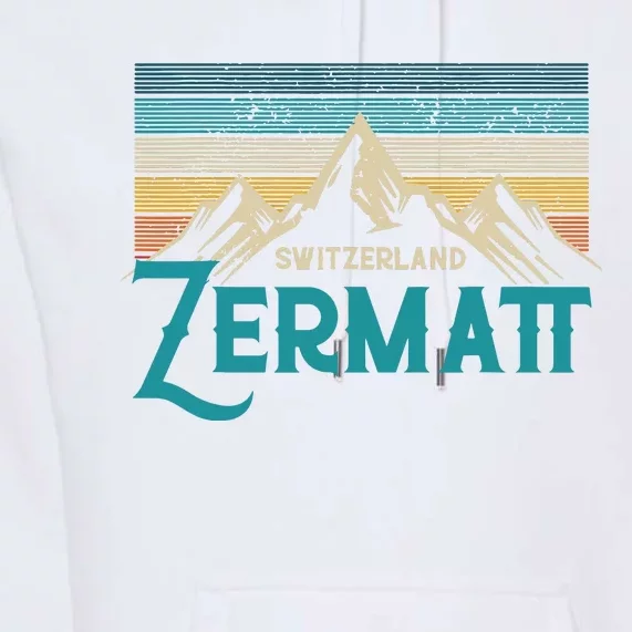 Zermatt Switzerland Swiss Vintage Mountains Souvenir Gift Premium Hoodie