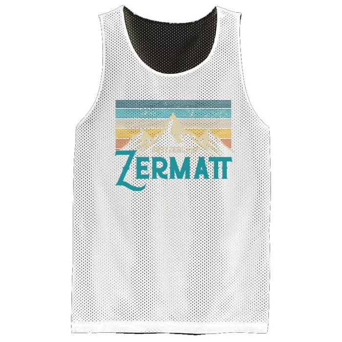 Zermatt Switzerland Swiss Vintage Mountains Souvenir Gift Mesh Reversible Basketball Jersey Tank