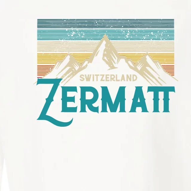 Zermatt Switzerland Swiss Vintage Mountains Souvenir Gift Cropped Pullover Crew