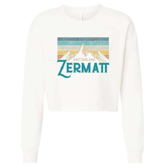 Zermatt Switzerland Swiss Vintage Mountains Souvenir Gift Cropped Pullover Crew