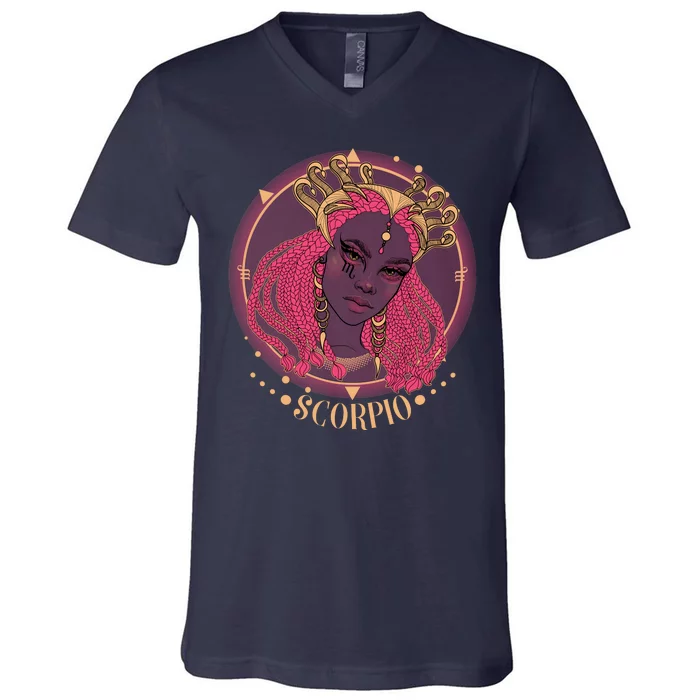 Zodiac Scorpio Scorpion Goddess Queen V-Neck T-Shirt