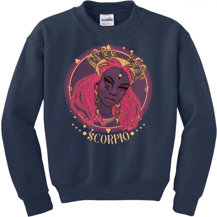 Zodiac Scorpio Scorpion Goddess Queen Kids Sweatshirt