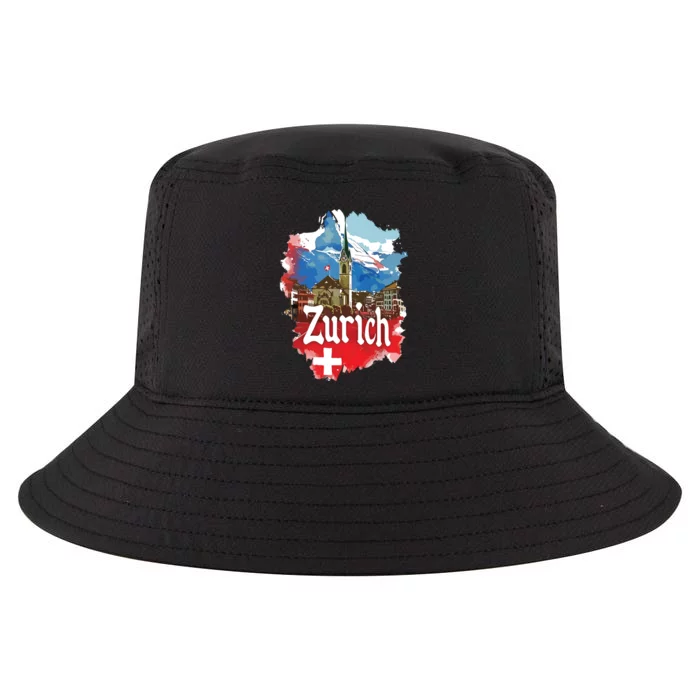 Zurich Switzerland Swiss Flag City Souvenir Cool Comfort Performance Bucket Hat