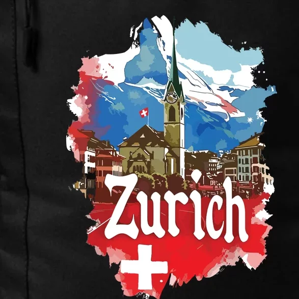 Zurich Switzerland Swiss Flag City Souvenir Daily Commute Backpack