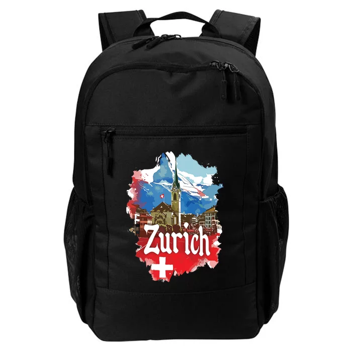 Zurich Switzerland Swiss Flag City Souvenir Daily Commute Backpack