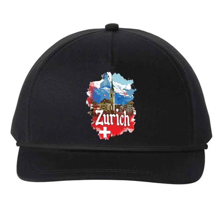 Zurich Switzerland Swiss Flag City Souvenir Snapback Five-Panel Rope Hat