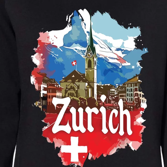 Zurich Switzerland Swiss Flag City Souvenir Womens California Wash Sweatshirt