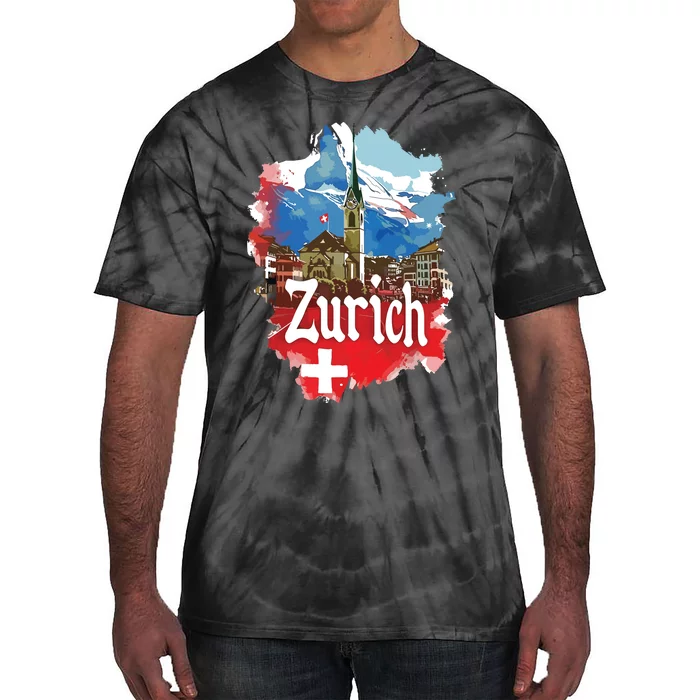 Zurich Switzerland Swiss Flag City Souvenir Tie-Dye T-Shirt