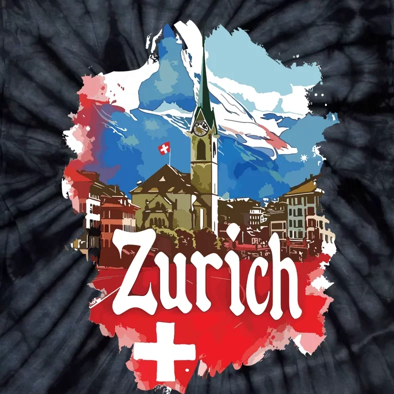 Zurich Switzerland Swiss Flag City Souvenir Tie-Dye T-Shirt