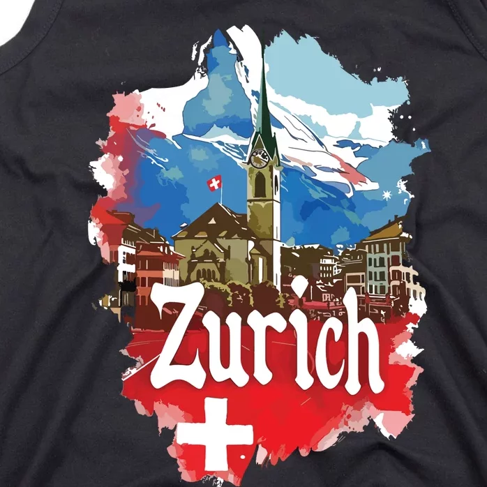 Zurich Switzerland Swiss Flag City Souvenir Tank Top