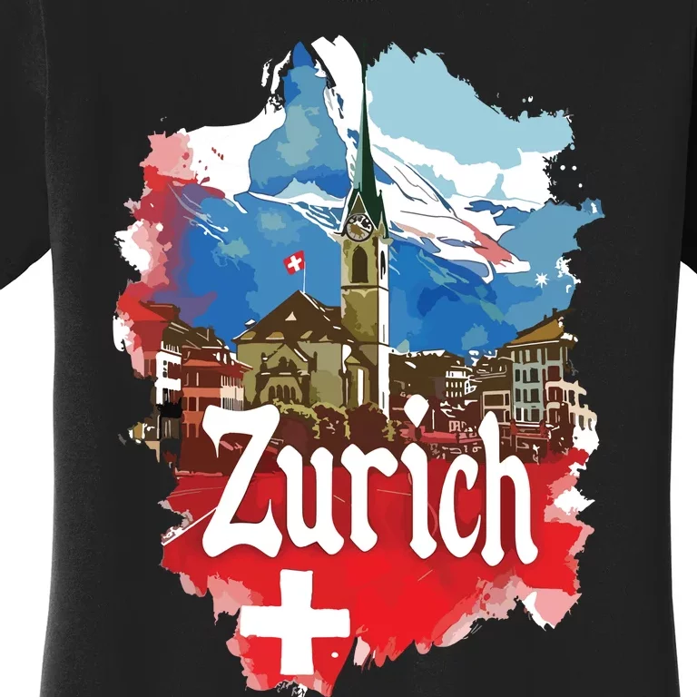 Zurich Switzerland Swiss Flag City Souvenir Women's T-Shirt