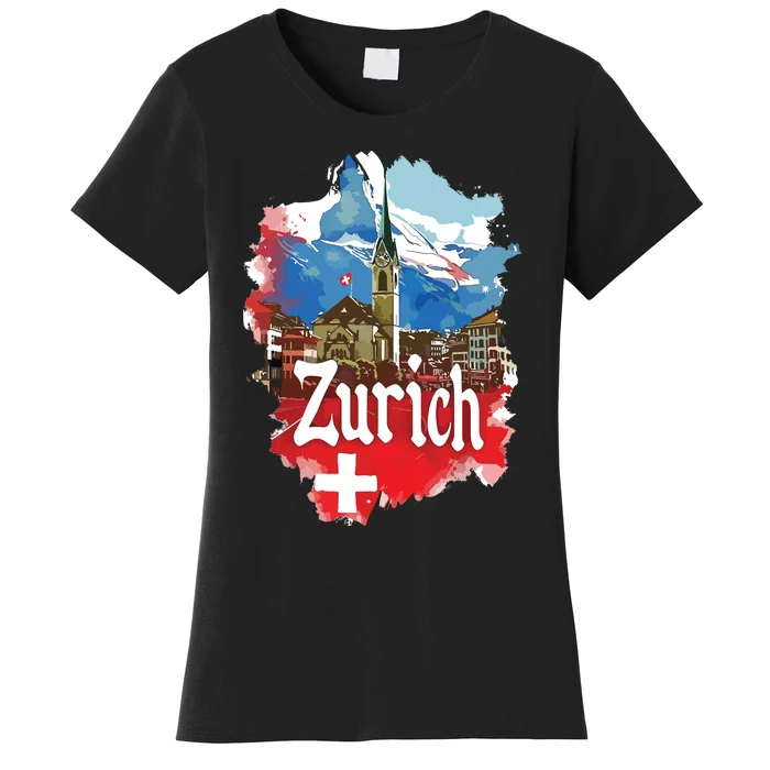 Zurich Switzerland Swiss Flag City Souvenir Women's T-Shirt