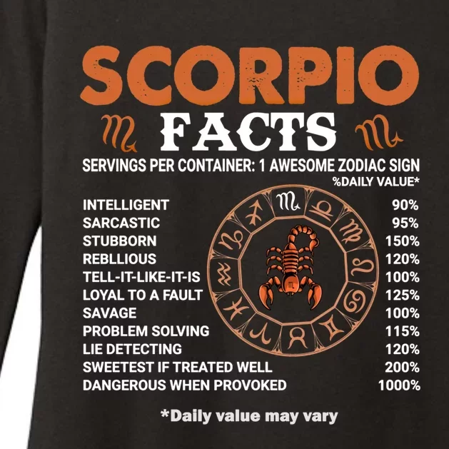 Zodiac Sign Scorpio Facts Gift Womens CVC Long Sleeve Shirt