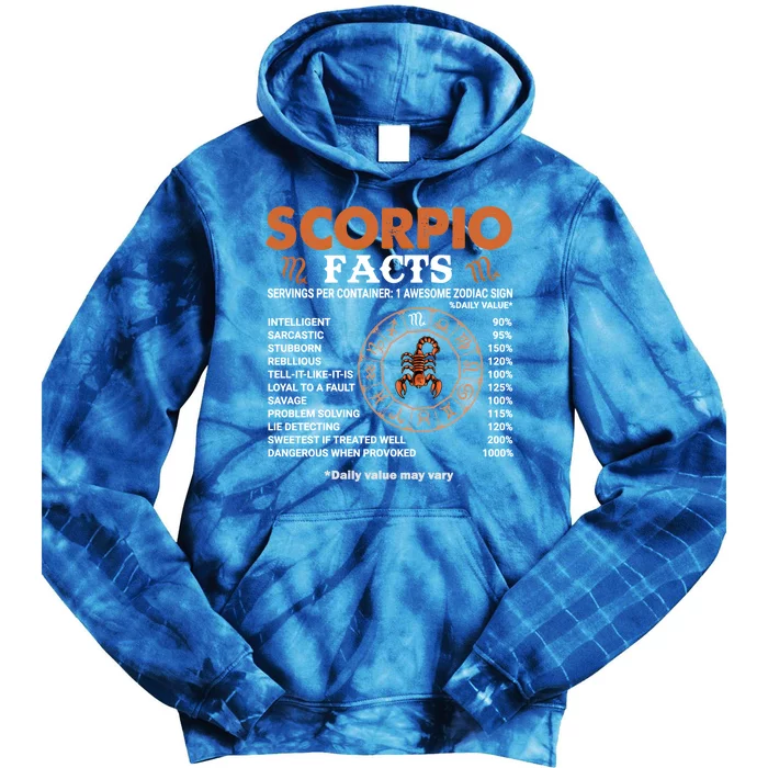 Zodiac Sign Scorpio Facts Gift Tie Dye Hoodie