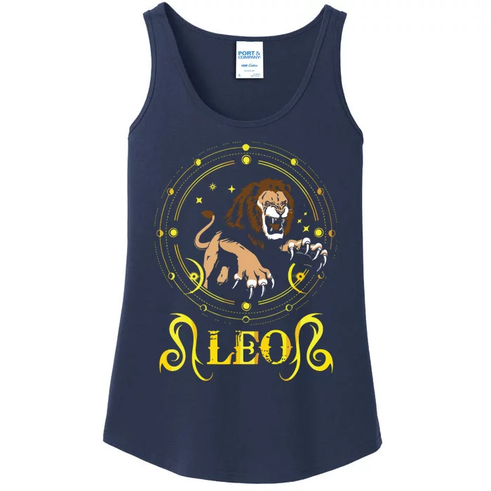 Zodiac Sign Symbol Horoscope Lion Leo Ladies Essential Tank