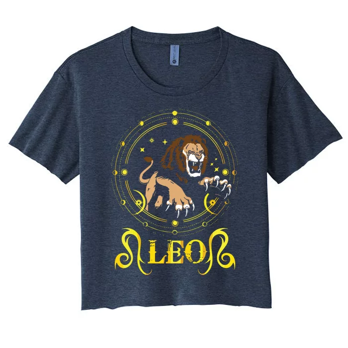 Zodiac Sign Symbol Horoscope Lion Leo Women's Crop Top Tee