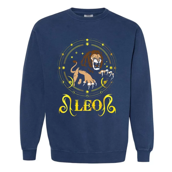 Zodiac Sign Symbol Horoscope Lion Leo Garment-Dyed Sweatshirt