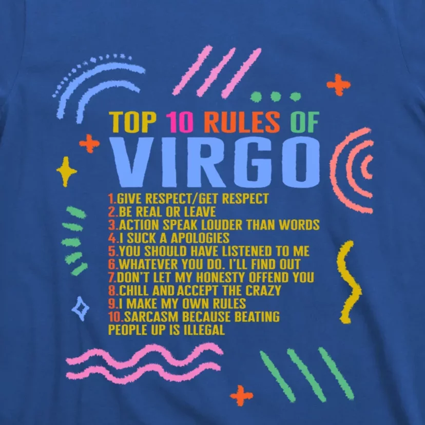 Zodiac Sign Top 10 Rules Of Virgo Sunflower Astrology Lover Funny Gift T-Shirt