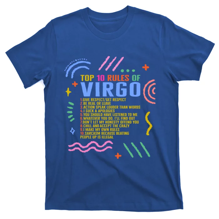 Zodiac Sign Top 10 Rules Of Virgo Sunflower Astrology Lover Funny Gift T-Shirt