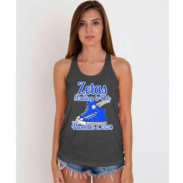 Zetas Strolling To Vote November 5 2024 Women's Knotted Racerback Tank