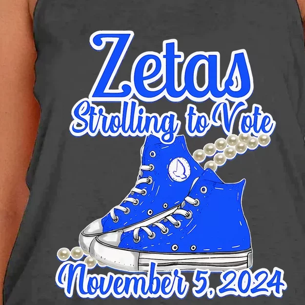 Zetas Strolling To Vote November 5 2024 Women's Knotted Racerback Tank